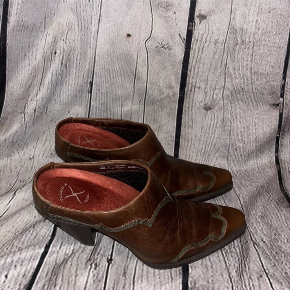 Twisted X Women’s High Heel Mule Western Dark Brown Leather Size 8.5 Slip-On - Picture 3 of 7